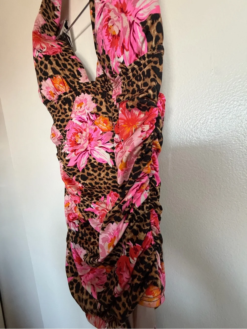 Victoria's Secret Pink Floral Leopard Halter One-Piece